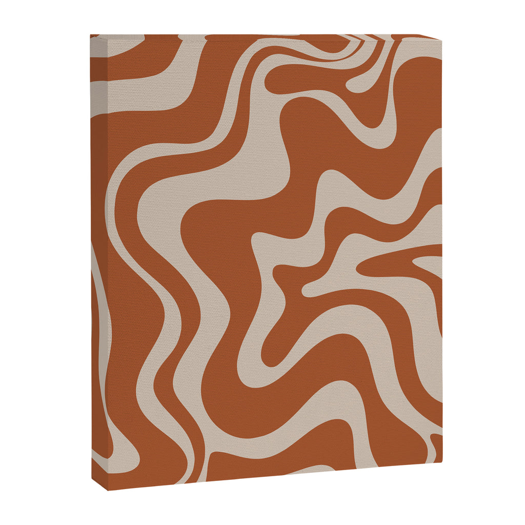 Liquid Swirl Retro Abstract Pattern in Clay and Putty Earth Tones Canvas Print Gallery Image 6