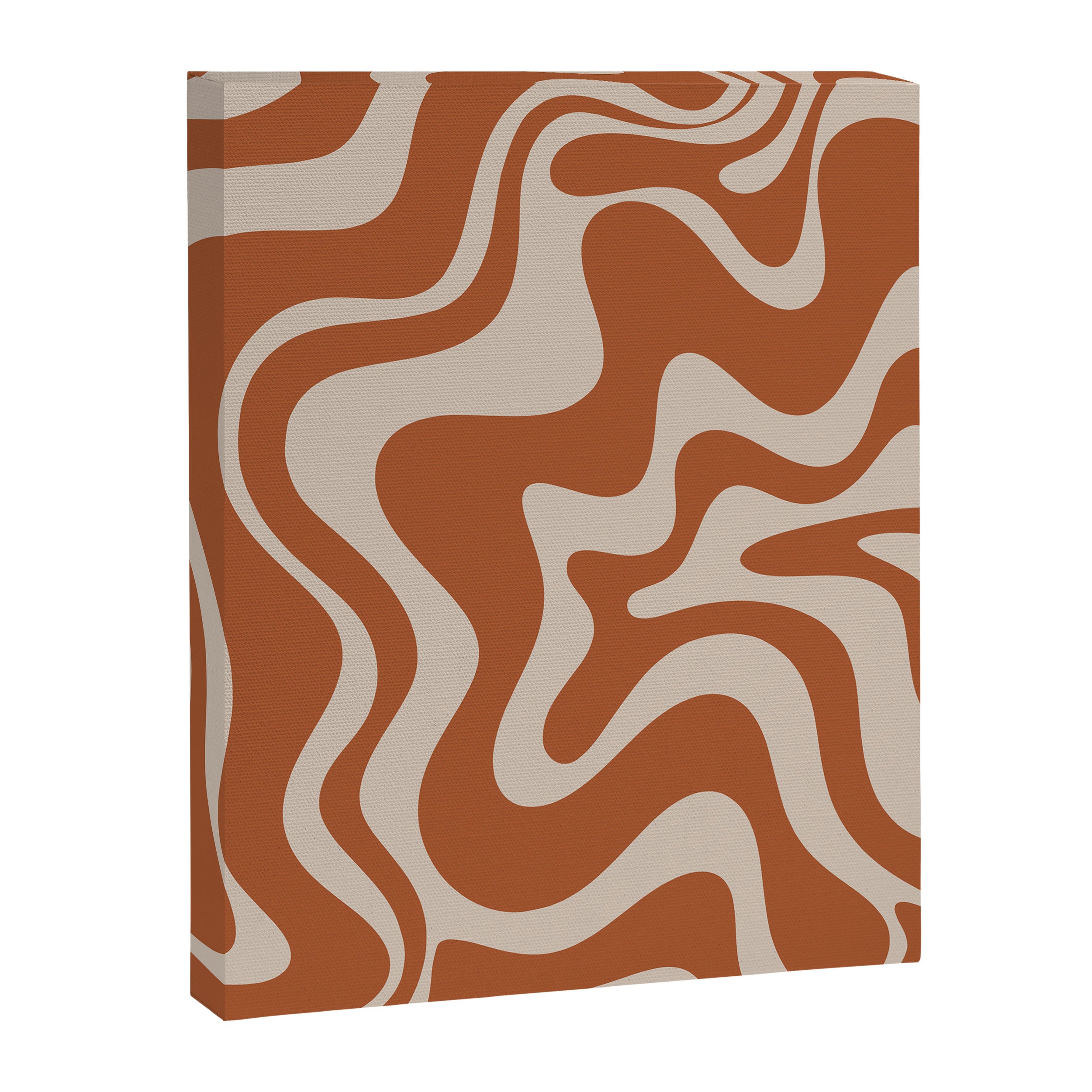 Liquid Swirl Retro Abstract Pattern in Clay and Putty Earth Tones Canvas Print Gallery Image 6