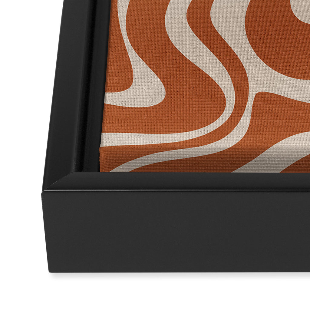 Liquid Swirl Retro Abstract Pattern in Clay and Putty Earth Tones Framed Canvas Print Gallery Image 3