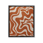Liquid Swirl Retro Abstract Pattern in Clay and Putty Earth Tones Framed Canvas Print Gallery Image 6