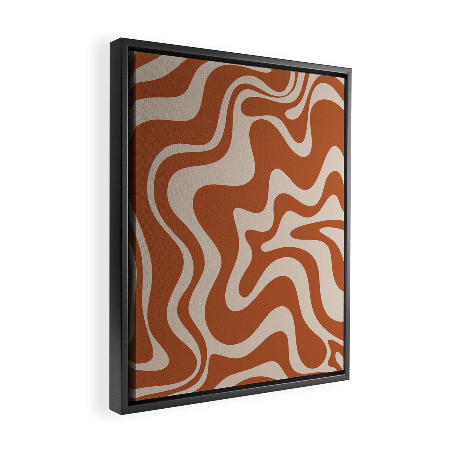 Liquid Swirl Retro Abstract Pattern in Clay and Putty Earth Tones Framed Canvas Print Gallery Image 2