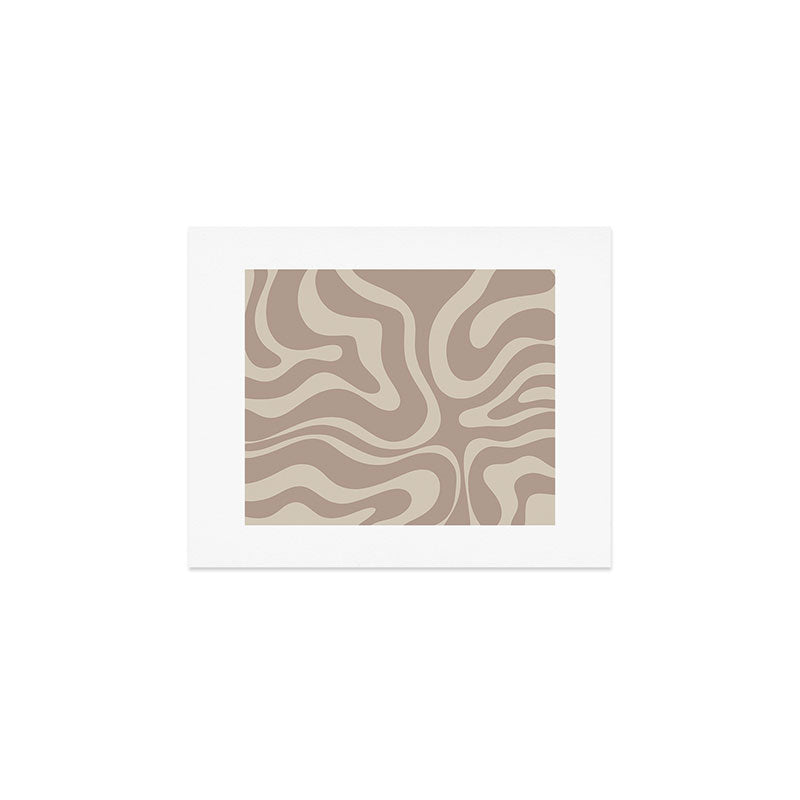 Liquid Swirl Retro Abstract Pattern in Creamy Cocoa Art Print Gallery Image 1