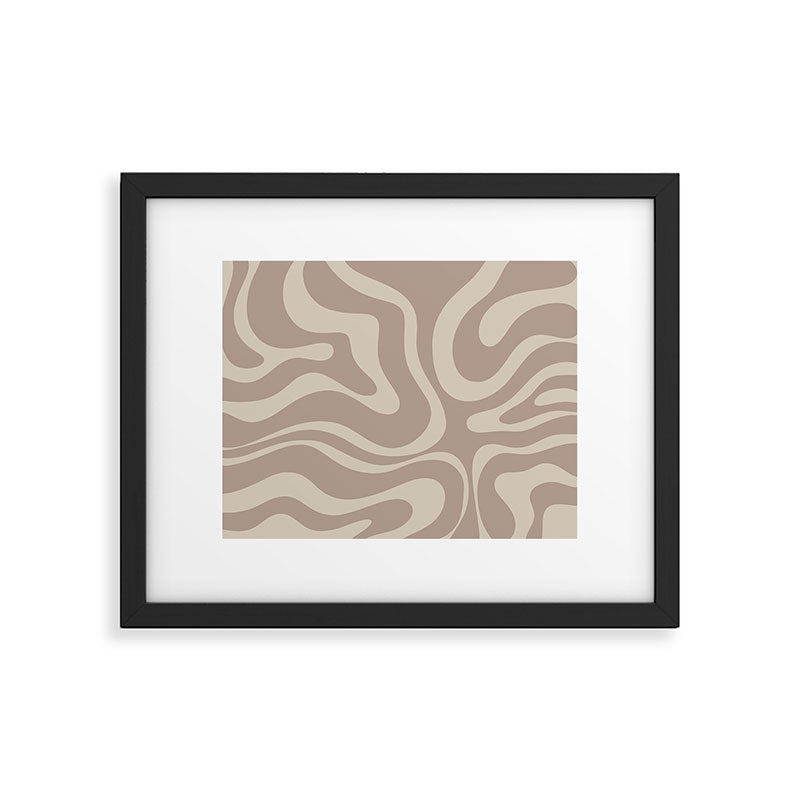Liquid Swirl Retro Abstract Pattern in Creamy Cocoa Framed Art Print Gallery Image 5