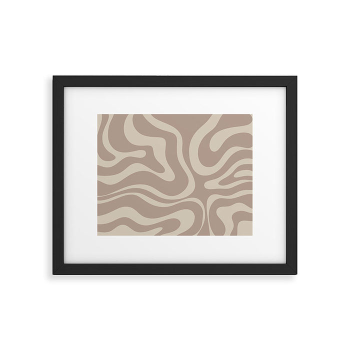 Liquid Swirl Retro Abstract Pattern in Creamy Cocoa Framed Art Print Gallery Image 1