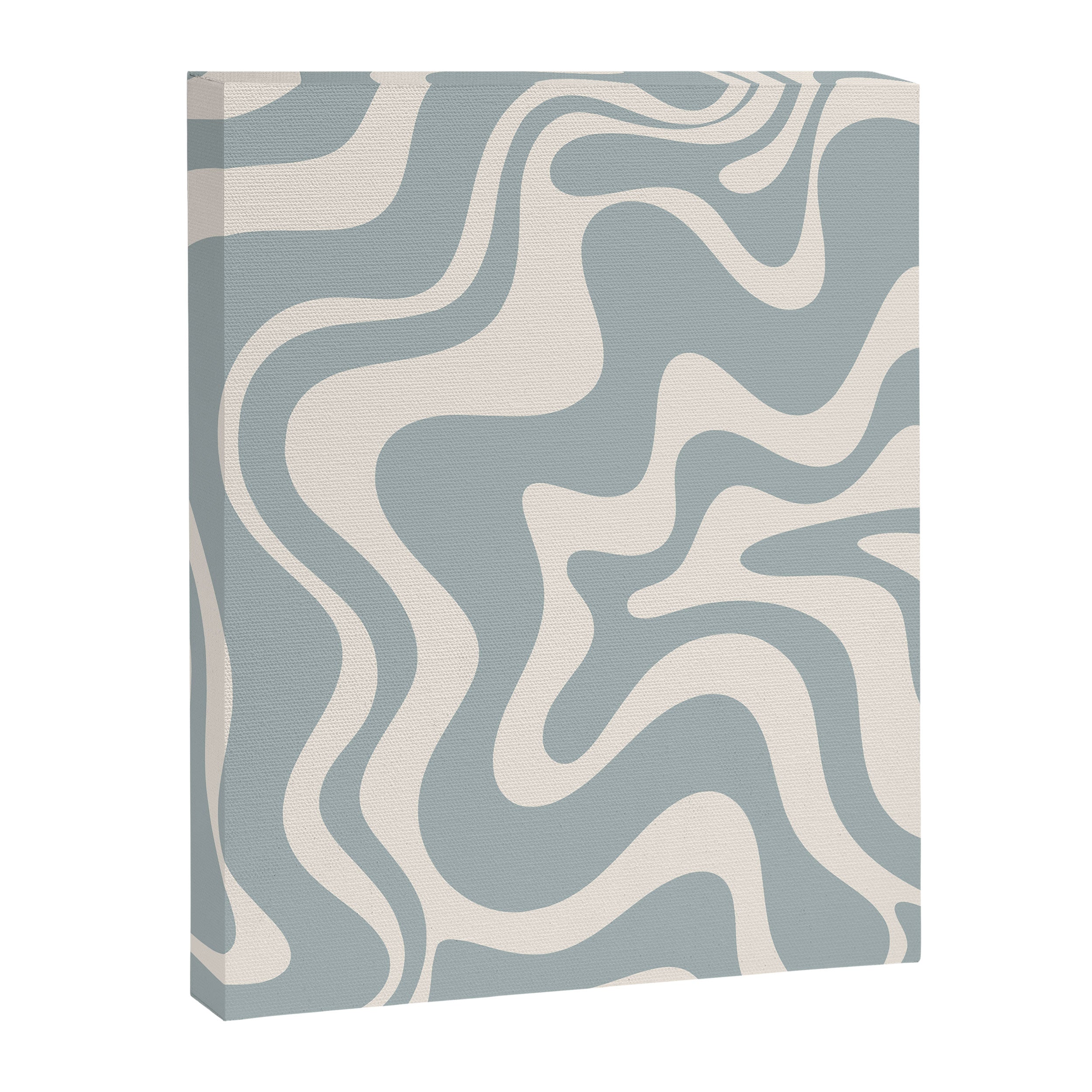 Liquid Swirl Retro Abstract Pattern in Light Blue-Gray and Cream Canvas Print Gallery Image 6