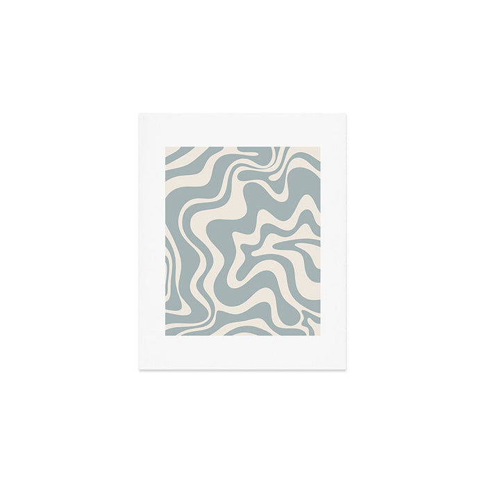 Liquid Swirl Retro Abstract Pattern in Light Blue-Gray and Cream Art Print Gallery Image 1