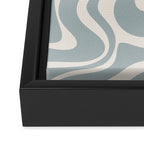 Liquid Swirl Retro Abstract Pattern in Light Blue-Gray and Cream Framed Canvas Print Gallery Image 3