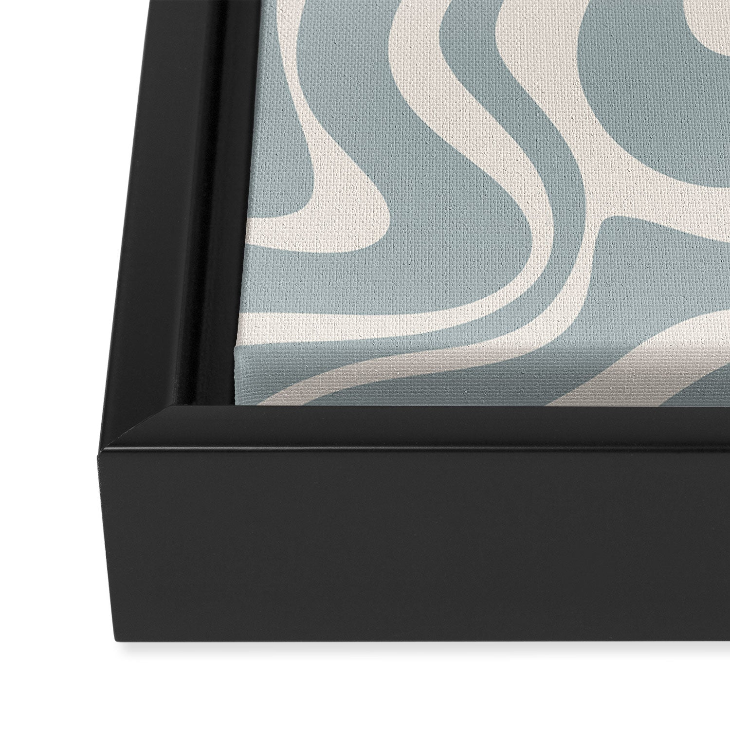 Liquid Swirl Retro Abstract Pattern in Light Blue-Gray and Cream Framed Canvas Print Gallery Image 3