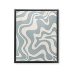 Liquid Swirl Retro Abstract Pattern in Light Blue-Gray and Cream Framed Canvas Print Gallery Image 6