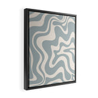 Liquid Swirl Retro Abstract Pattern in Light Blue-Gray and Cream Framed Canvas Print Gallery Image 2