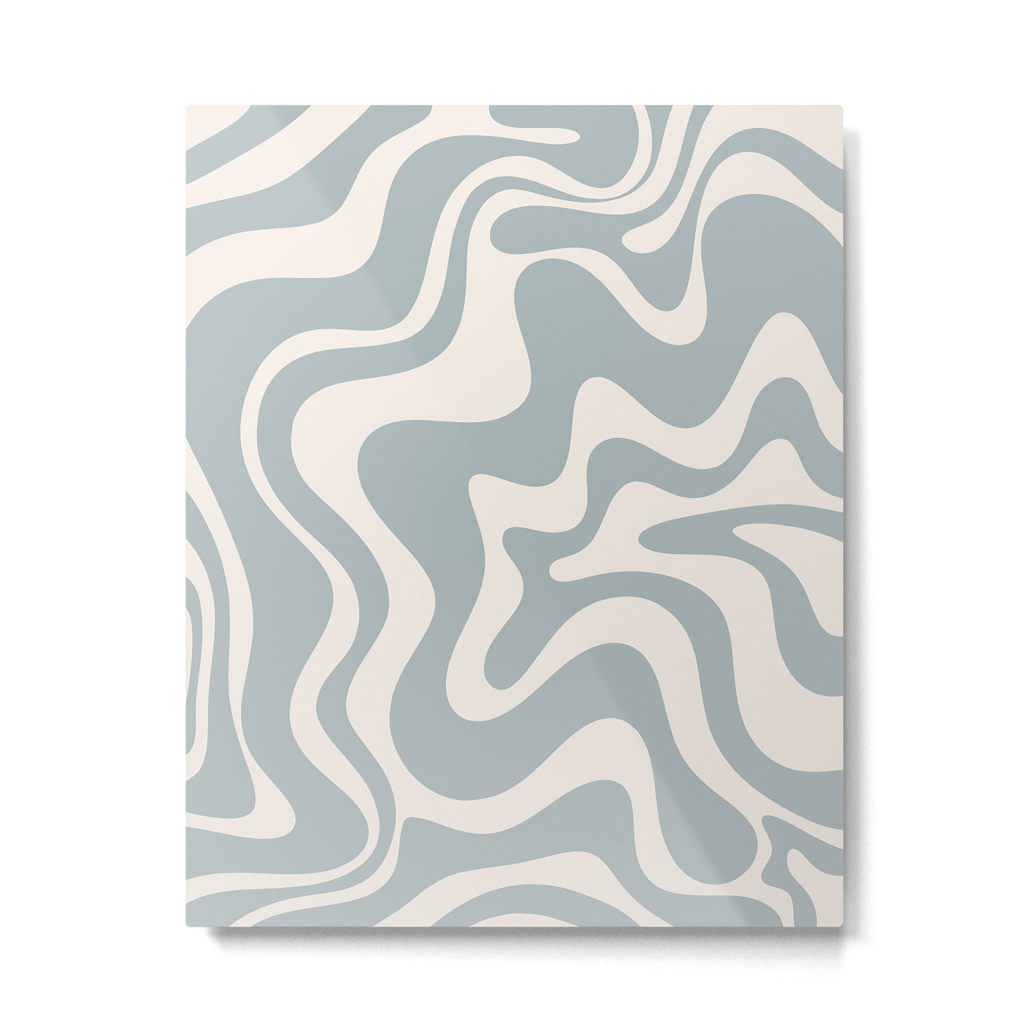 Liquid Swirl Retro Abstract Pattern in Light Blue-Gray and Cream Metal Print Gallery Image 4