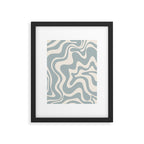 Liquid Swirl Retro Abstract Pattern in Light Blue-Gray and Cream Framed Art Print Gallery Image 5