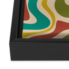 Liquid Swirl Retro Abstract Pattern in Mid Mod Colours on Beige Framed Canvas Print Gallery Image 3