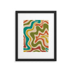 Liquid Swirl Retro Abstract Pattern in Mid Mod Colours on Beige Framed Art Print Gallery Image 5