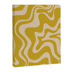 Liquid Swirl Retro Abstract Pattern in Mid Mod Mustard and Beige Canvas Print Gallery Image 6