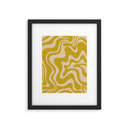 Liquid Swirl Retro Abstract Pattern in Mid Mod Mustard and Beige Framed Art Print Gallery Image 5