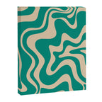 Liquid Swirl Retro Abstract Pattern in Mid Mod Turquoise Teal and Beige Canvas Print Gallery Image 6