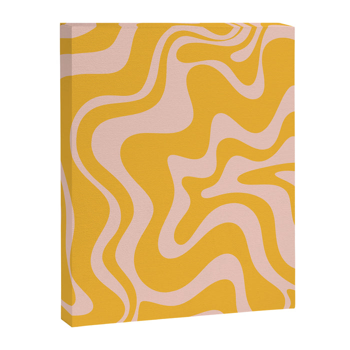 Liquid Swirl Retro Abstract Pattern in Mustard Orange and Light Blush Pink Canvas Print Gallery Image 1