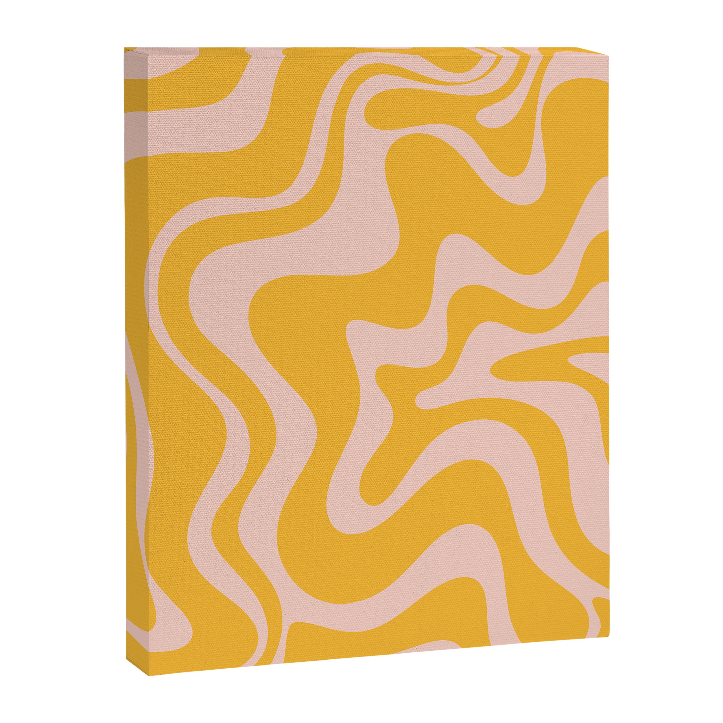 Liquid Swirl Retro Abstract Pattern in Mustard Orange and Light Blush Pink Canvas Print Gallery Image 6
