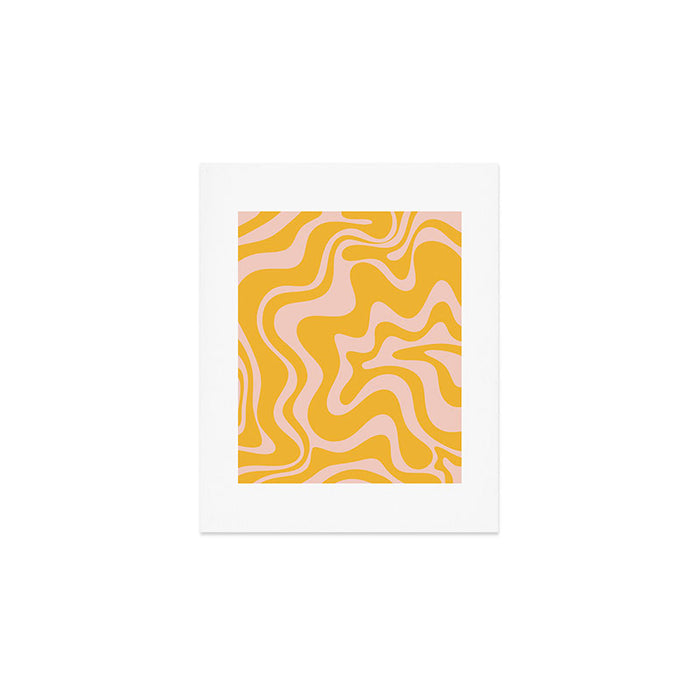 Liquid Swirl Retro Abstract Pattern in Mustard Orange and Light Blush Pink Art Print Gallery Image 1