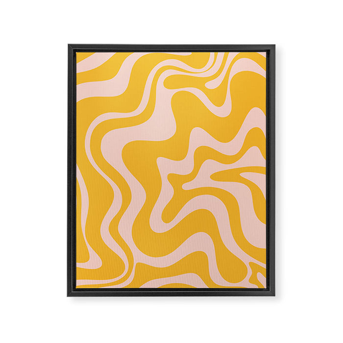 Liquid Swirl Retro Abstract Pattern in Mustard Orange and Light Blush Pink Framed Canvas Print Gallery Image 1
