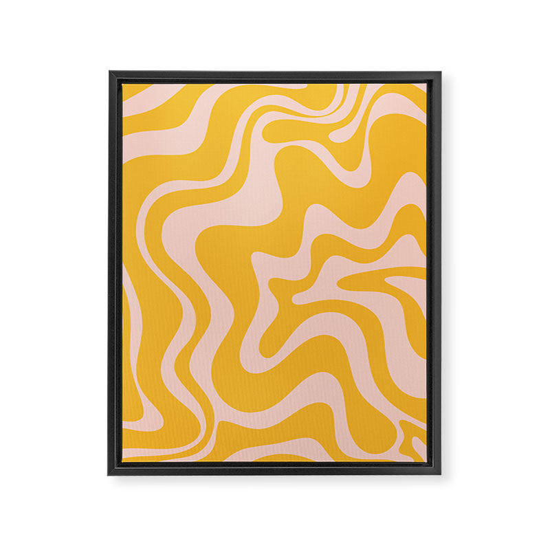 Liquid Swirl Retro Abstract Pattern in Mustard Orange and Light Blush Pink Framed Canvas Print Gallery Image 6