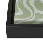 Liquid Swirl Retro Abstract Pattern in Sage Green and Light Sage Gray Framed Canvas Print Gallery Image 3