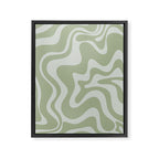 Liquid Swirl Retro Abstract Pattern in Sage Green and Light Sage Gray Framed Canvas Print Gallery Image 6