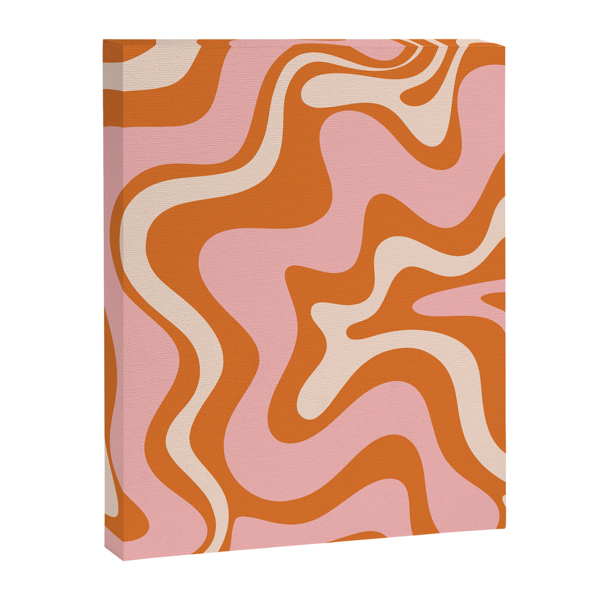 Liquid Swirl Retro Abstract Pattern in Orange Pink Cream Canvas Print Gallery Image 6