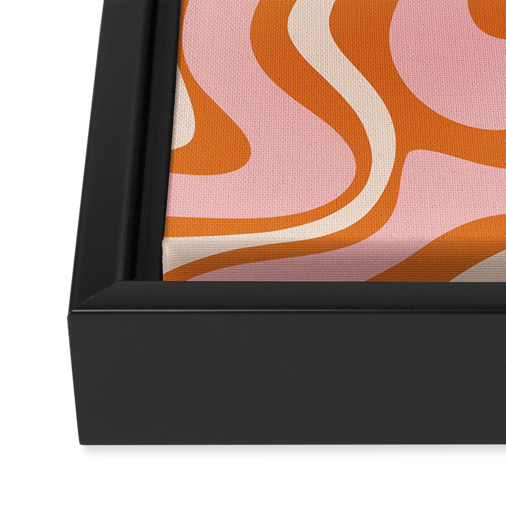 Liquid Swirl Retro Abstract Pattern in Orange Pink Cream Framed Canvas Print Gallery Image 3
