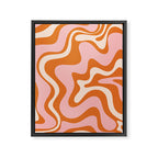 Liquid Swirl Retro Abstract Pattern in Orange Pink Cream Framed Canvas Print Gallery Image 6