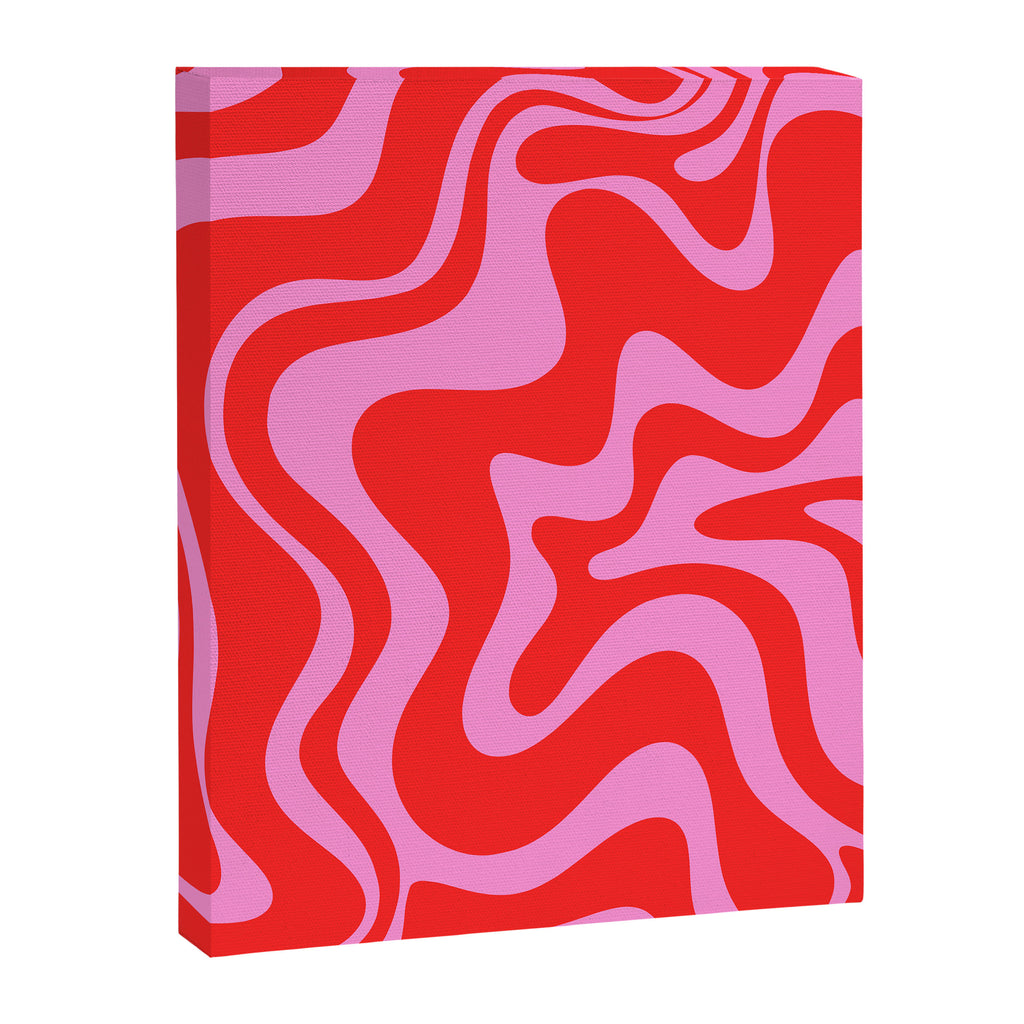 Liquid Swirl Retro Contemporary Abstract in Preppy Pink and Red Canvas Print Gallery Image 6