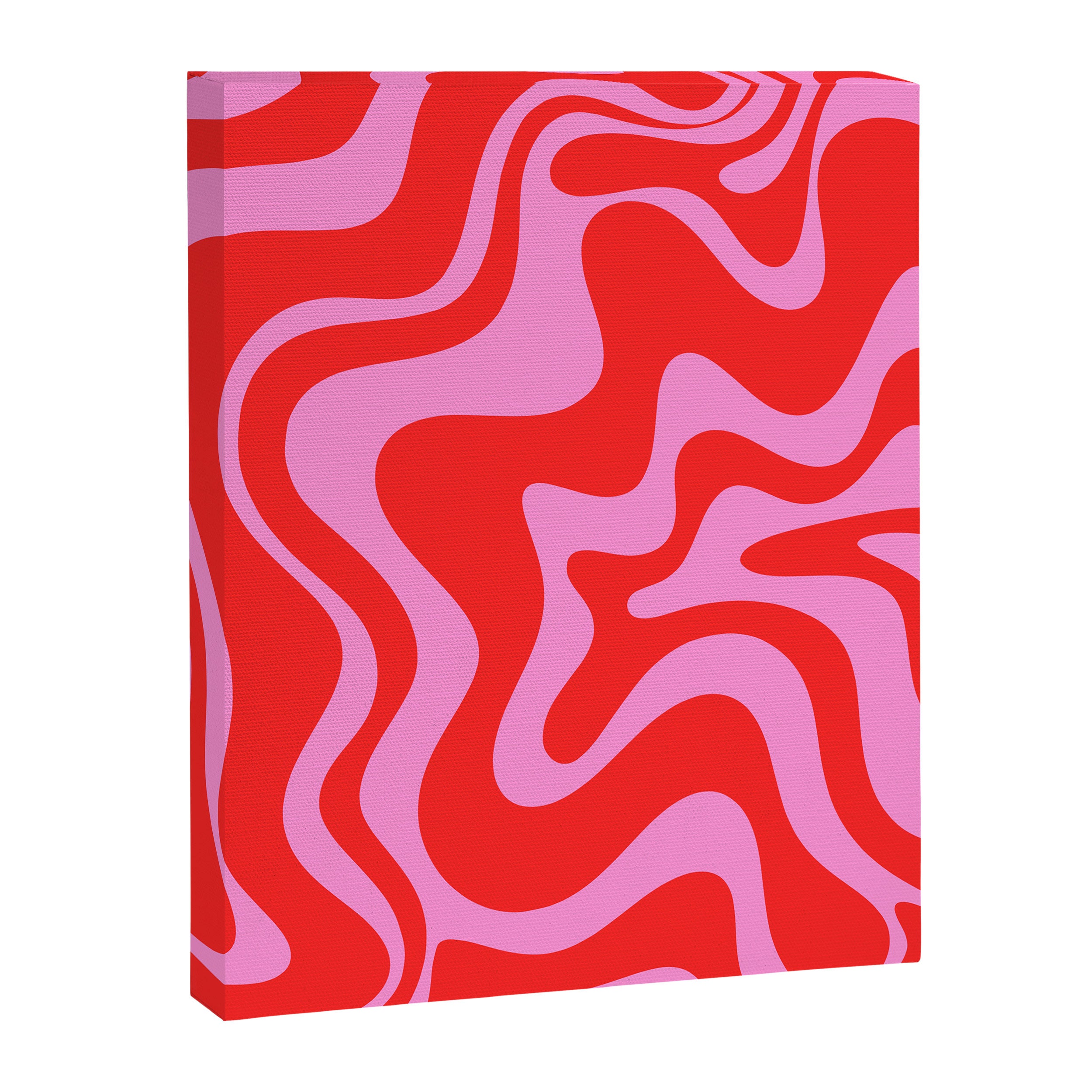 Liquid Swirl Retro Contemporary Abstract in Preppy Pink and Red Canvas Print Gallery Image 6