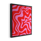 Liquid Swirl Retro Contemporary Abstract in Preppy Pink and Red Framed Canvas Print Gallery Image 2