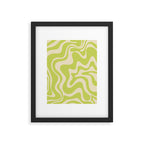 Liquid Swirl Retro Contemporary Abstract Pattern 2 in Light Lime Linden Green and Beige Framed Art Print Gallery Image 5