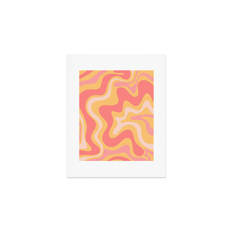 Liquid Swirl Retro Modern Abstract Pattern Blush Pink Mustard Art Print Gallery Image 1