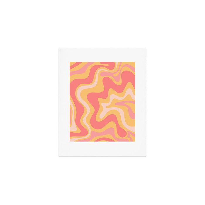 Liquid Swirl Retro Modern Abstract Pattern Blush Pink Mustard Art Print Gallery Image 1
