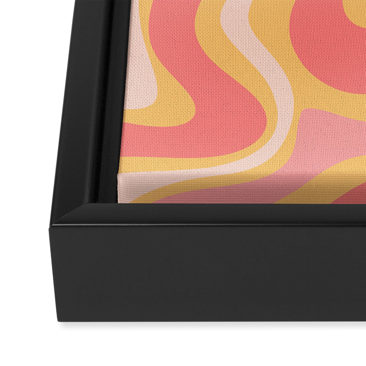 Liquid Swirl Retro Modern Abstract Pattern Blush Pink Mustard Framed Canvas Print Gallery Image 3