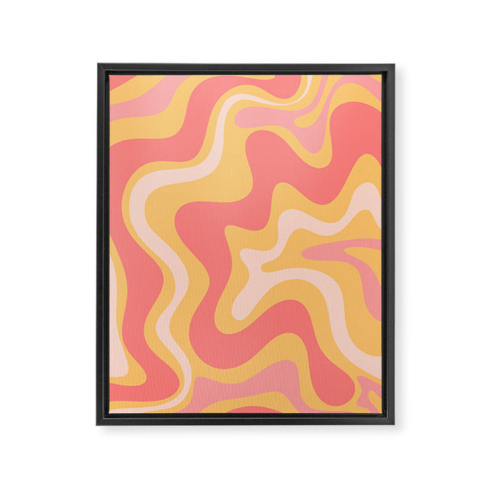 Liquid Swirl Retro Modern Abstract Pattern Blush Pink Mustard Framed Canvas Print Gallery Image 1