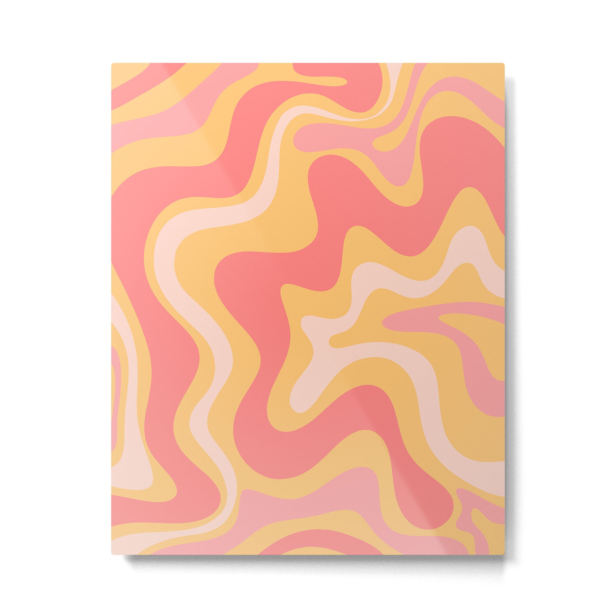 Liquid Swirl Retro Modern Abstract Pattern Blush Pink Mustard Metal Print Gallery Image 4