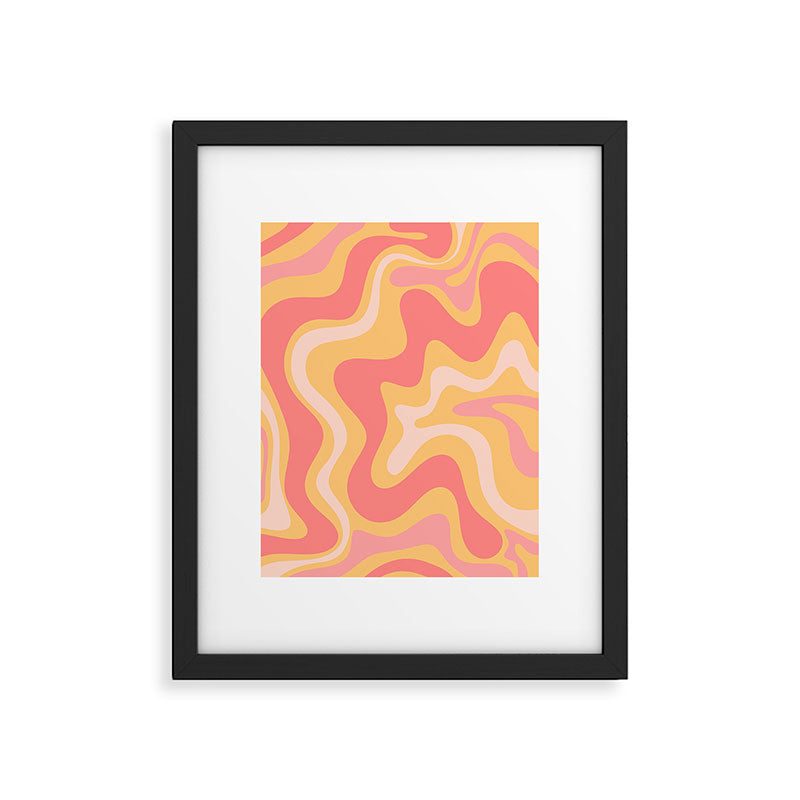 Liquid Swirl Retro Modern Abstract Pattern Blush Pink Mustard Framed Art Print Gallery Image 5