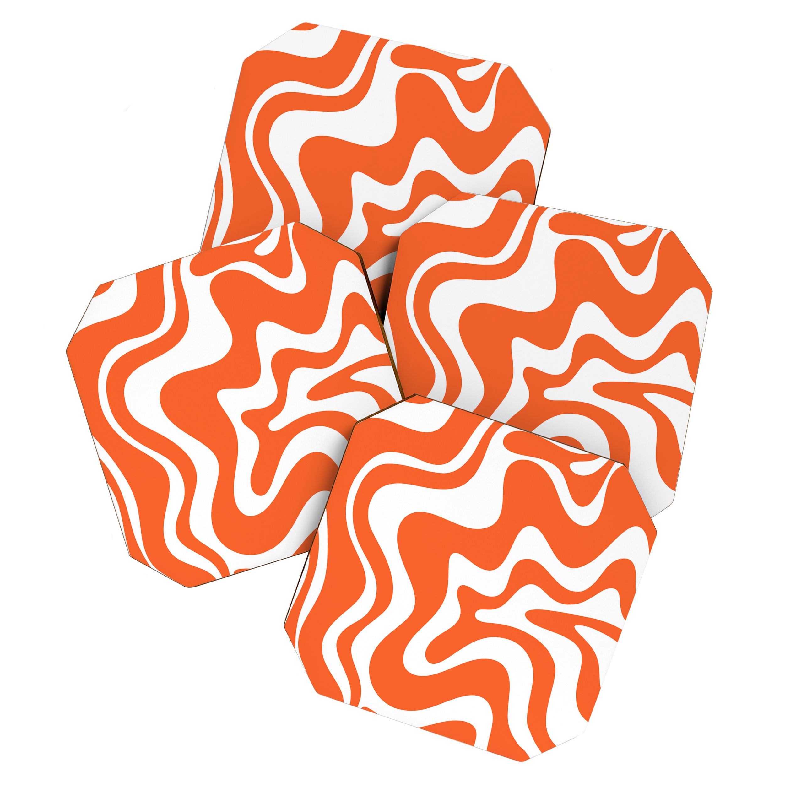 Liquid Swirl Retro Modern Abstract Pattern in Burnt Orange and White Coaster Gallery Image 1