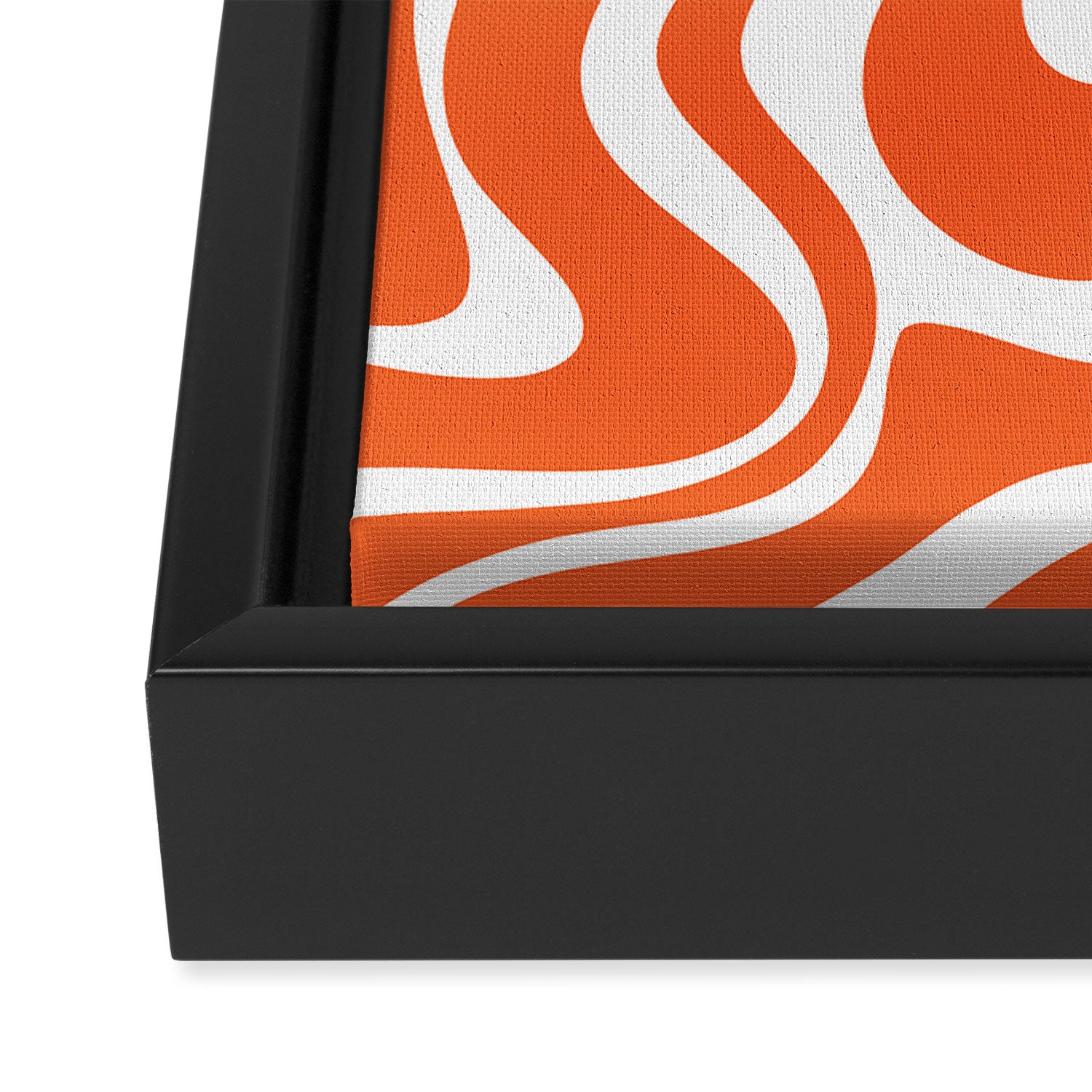 Liquid Swirl Retro Modern Abstract Pattern in Burnt Orange and White Framed Canvas Print Gallery Image 3