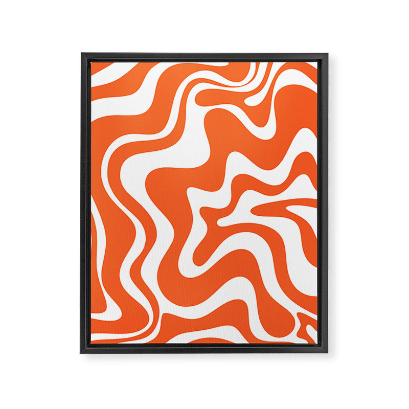 Liquid Swirl Retro Modern Abstract Pattern in Burnt Orange and White Framed Canvas Print Gallery Image 6