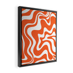 Liquid Swirl Retro Modern Abstract Pattern in Burnt Orange and White Framed Canvas Print Gallery Image 2