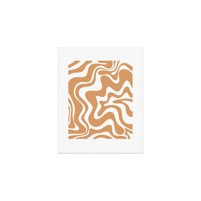Liquid Swirl Retro Modern Abstract Pattern in Caramel Ochre and White Art Print Gallery Image 1