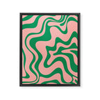 Liquid Swirl Retro Abstract Pattern in Pink and Bright Green Framed Canvas Print Gallery Image 6