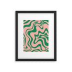 Liquid Swirl Retro Abstract Pattern in Pink and Bright Green Framed Art Print Gallery Image 5