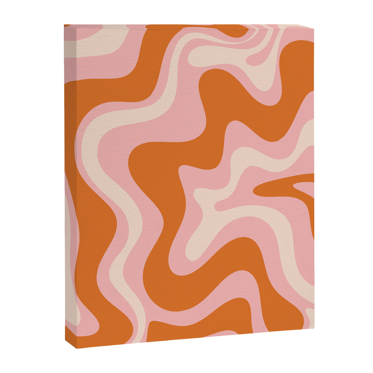 Liquid Swirl Retro Abstract Pattern in Pink Orange Cream Canvas Print Gallery Image 6