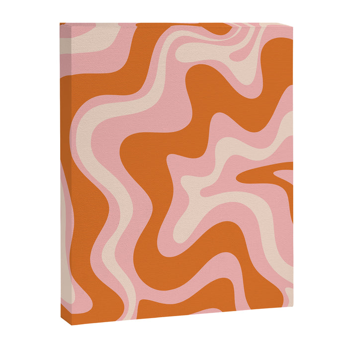 Liquid Swirl Retro Abstract Pattern in Pink Orange Cream Canvas Print Gallery Image 1